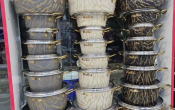 سرویس قابلمه ۲۱پارچه ماموت ماربل دسته طلایی