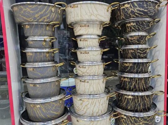 سرویس قابلمه ۲۱پارچه ماموت ماربل دسته طلایی